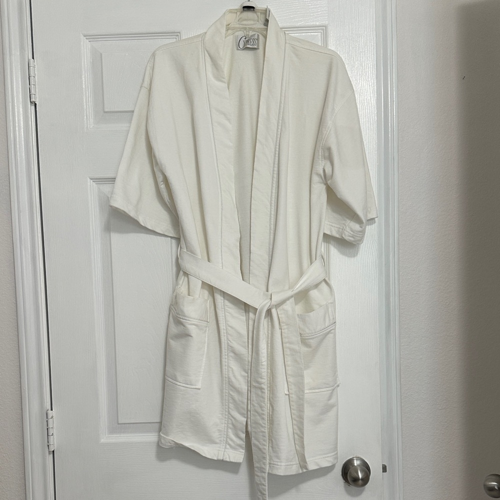 Elegant Off White Women's Robe with pockets